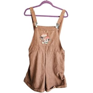 ROMWE Fairycore Mushroom Embroidery Overall Romper Sz Medium
